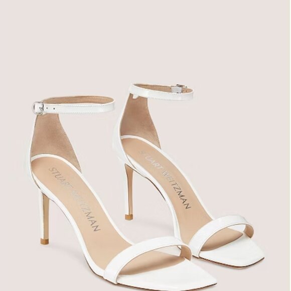 Stuart Weitzman NunakedCurve 85 Sandal Heel in White - Picture 4 of 15